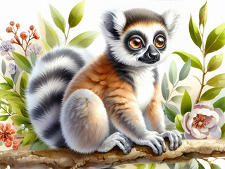 Lemur on a tree branch