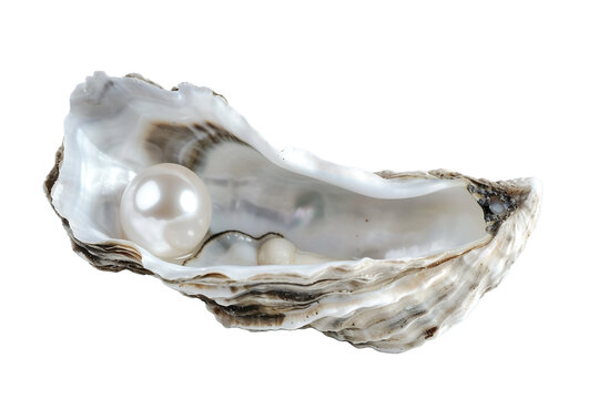 Pearl shell with pearl isolated on transparent background.