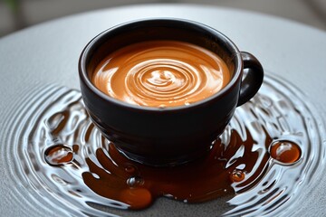Swirling Vortex in a Cup of Hot Coffee