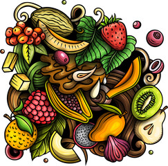 Fruits cartoon doodles illustration