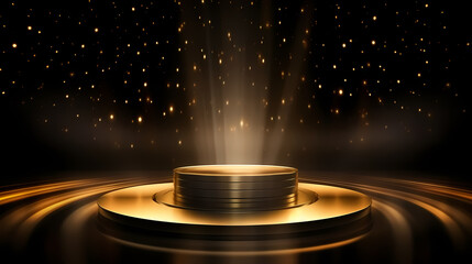 3D golden luxury elements for award ceremony background and podium
