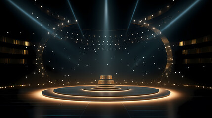 3D golden luxury elements for award ceremony background and podium