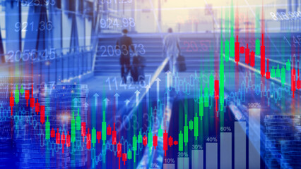Stock market graph trading analysis investment financial, stock exchange financial graph stock market graph chart business crisis crash loss and grow up gain, Financial stock market.