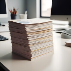 A Stack of Postcards on a Desk in an Office - obrazy, fototapety, plakaty