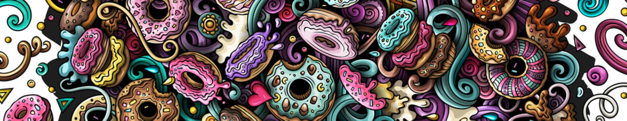 Donuts cartoon banner illustration