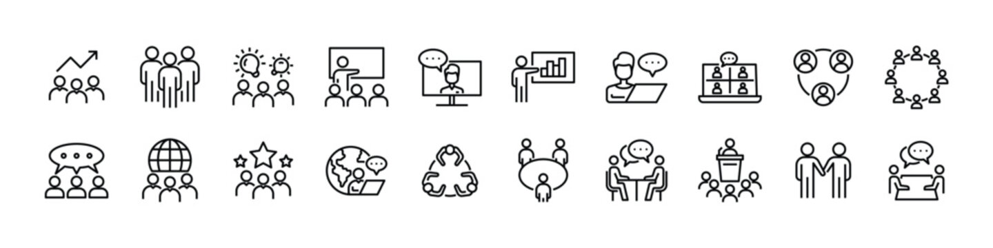 set of people icon, business man, meeting, team
