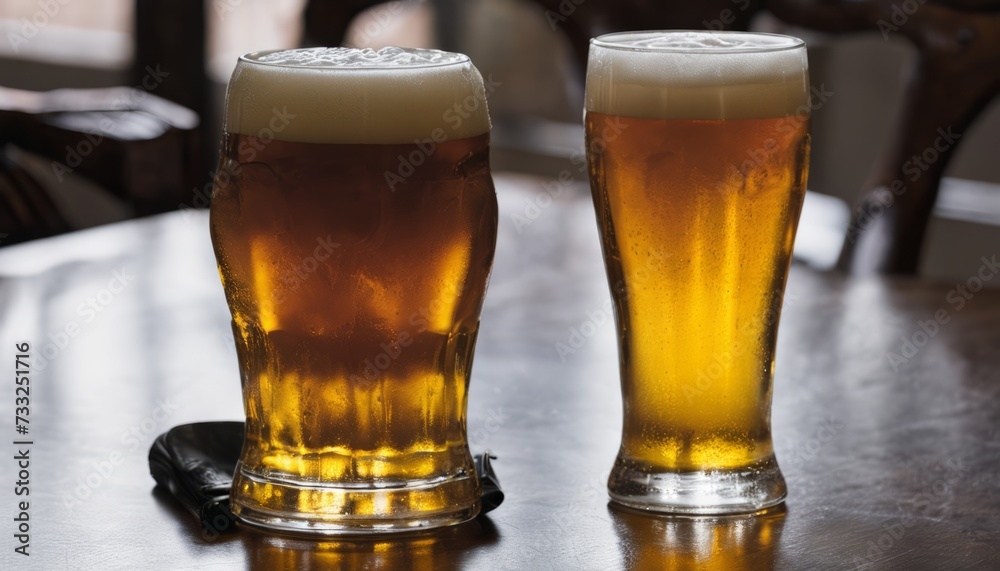 Canvas Prints Two glasses of beer on a table