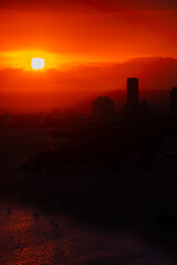 Beautiful sunrise over Miami South Beach on a winter morning