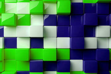 Abstract geometric wallpaper in green, blue and white colors. Illustration, background.
