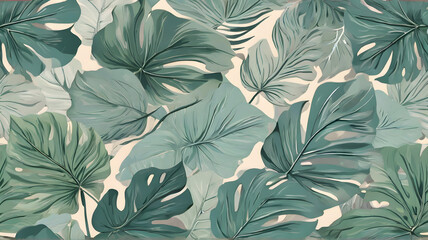 Abstract leave background pattern vector. Tropical monstera leaf design wallpaper. Botanical texture design for print, wall arts, and wallpaper.