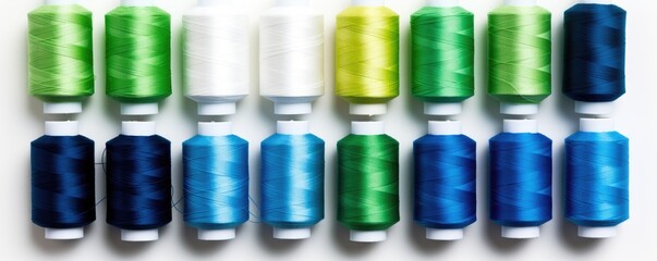 A photo capturing a collection of thread spools arranged next to each other.