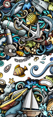 Fototapeta premium Diving detailed cartoon banner