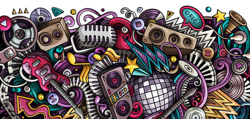 Obraz premium Disco Music cartoon banner illustration