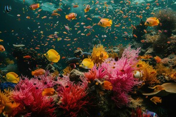 Fototapeta na wymiar Coral Reefs Alive: Colorful Marine Life Thriving in a Vibrant Coral Reef.