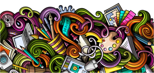 Designer tools cartoon banner