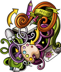 Designer tools cartoon illustration