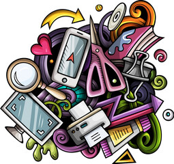 Graphic designer doodle funny cartoon background