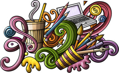 Obraz na płótnie Canvas Designer tools cartoon illustration