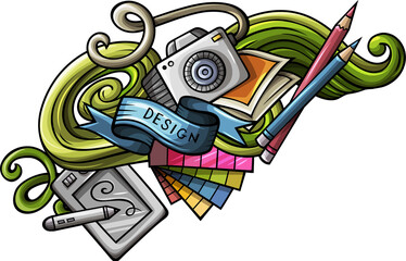 Designer tools cartoon illustration