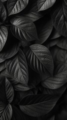 Abstract stylish wallpaper-background for your phone with the image of decorative leaves in dark colors