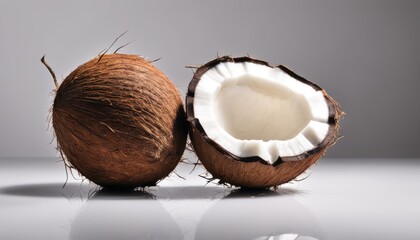 A coconut is cut open and sliced