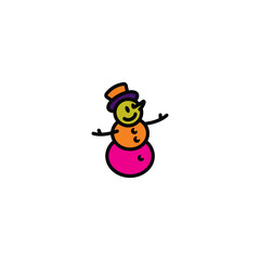 Original vector illustration. The icon of a kind snowman in a top hat.