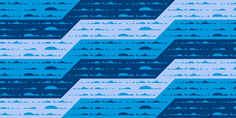 Seamless abstract vector geometric countryside forest meadows fields pattern design background template