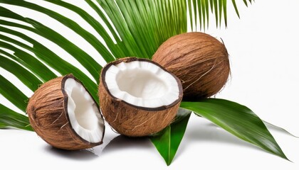 Three coconuts with white meat