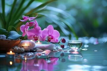  Relaxing Spa Setting with Orchid and Candles