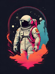 A minimalist T-shirt design with a Astronaut, Generated by Ai