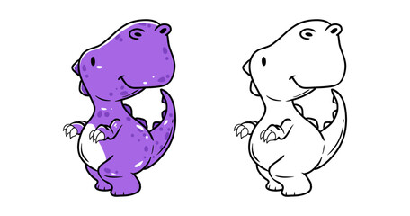 Purple dinosaur element with sketch vector illustration