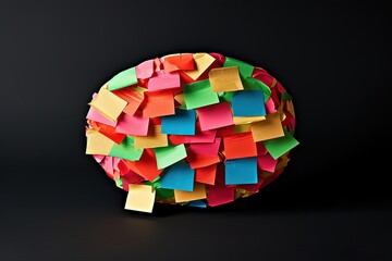 Collaboration Carnival: A speech bubble composed of various colored sticky notes, each contributed by different individuals, illustrating a shared project or vision.