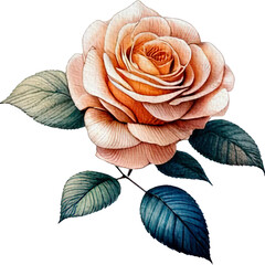 Rose floral spring watercolor border decoration art.