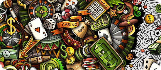 Casino cartoon banner illustration
