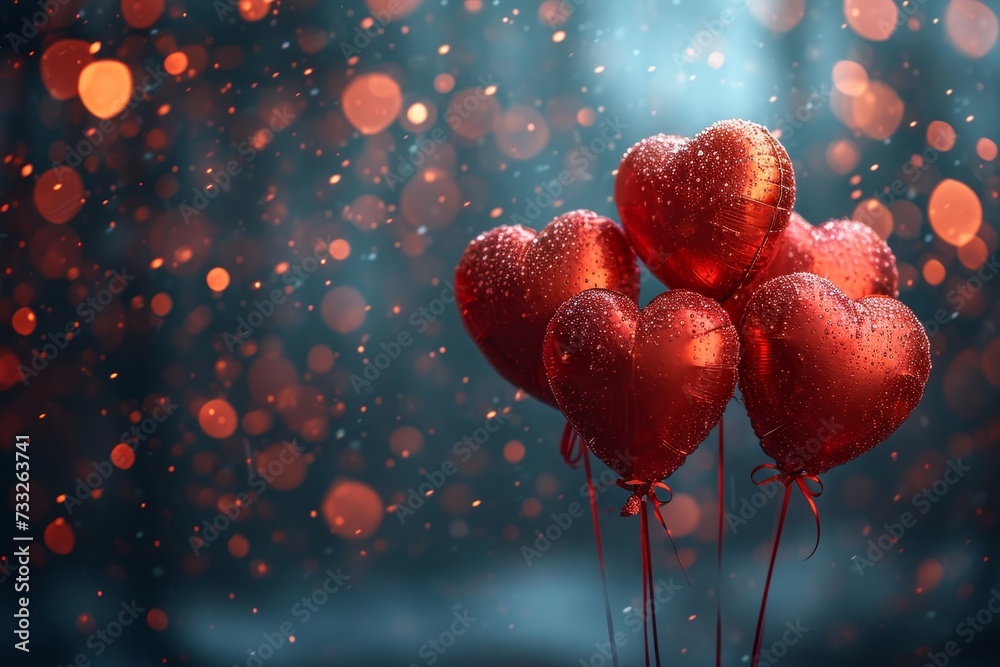 Aufkleber a collection of red hearts arranged on top of a stick.