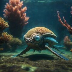 Fototapeta premium Creepy Creature In Ocean Background Very Cool