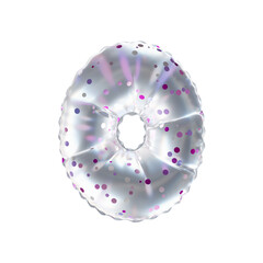 3D pink polka dot transparent helium balloon letter O