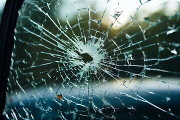 Damaged auto glass from hailstorm. Insurance claim. Generative AI