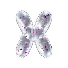3D pink polka dot transparent helium balloon letter X