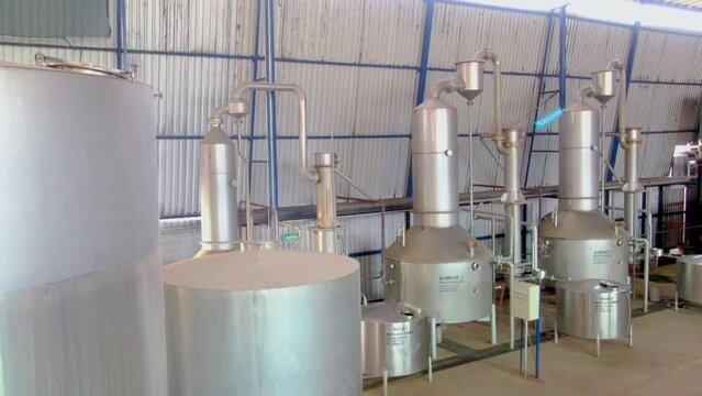 Drone in a tequila distillery, 