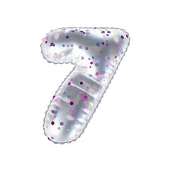 3D pink polka dot transparent helium balloon number 7