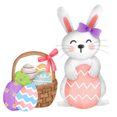 Easter bunny and egg basket