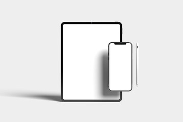 Tablet and mockup mockup for presentation. Realistic 3d rendering illustration