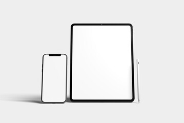 realistic tablet with smartphone mockup presentation