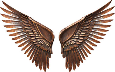 Iron Rusty Wing isolated on transparent background. Geberative AI.