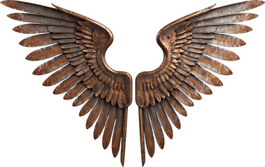 Iron Rusty Wing isolated on transparent background. Geberative AI.