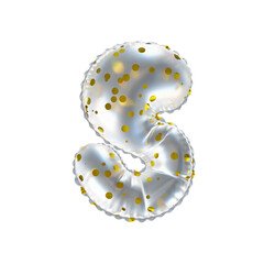 3D golden polka dot transparent helium balloon letter S