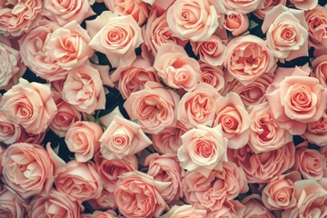 Pastel pink roses pattern texture background. Flower wallpaper. Valentine's day backdrop. Vintage