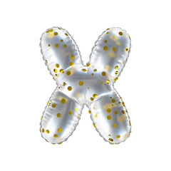 3D golden polka dot transparent helium balloon letter X