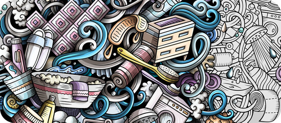 Obraz premium Bathroom cartoon banner illustration